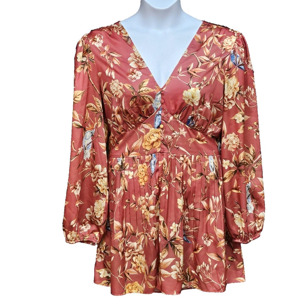 Express Floral Romper Womens L Babydoll Jumpsuit Boho Soft Girl Coquette‎ Y2K